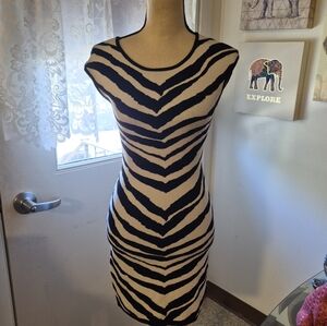Express Black and White Zebra Print Bodycon Sweatet Dress